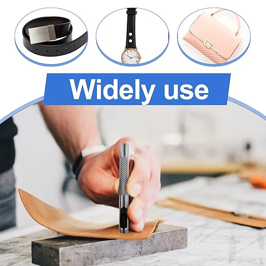 Hollow Leather Hole Punch Set (1.5mm-5mm) for Belts, Round Hole Punch Set Metal Hollow Holes Punching for Leather, Hollow-Punch for Leathers Craft Punchs Tools Sets for Belt DIY Belt Watch Band Gasket