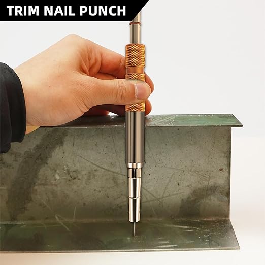 Trim Nail Punch with Retaining Clip, 7.56 Inch Nail Punch for Finish Protection, Ideal Carpentry Tool