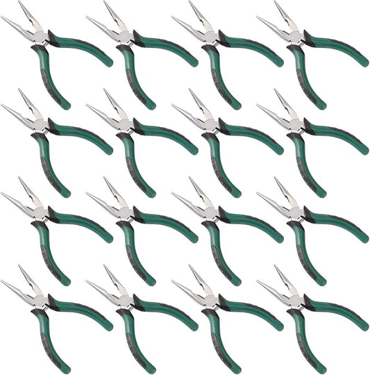 ZOENHOU 16 PCS 6 Inch Spring Loaded Needle Nose Pliers with Side Cutter, Professional Precision Long Nose Pliers with Side Cutting for Cables Clamping Pinching
