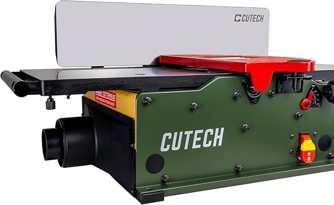 Cutech 401120HI-IF 12-Inch Spiral Cutterhead Benchtop Jointer with Cast Iron Tables, 24 TC Inserts, Extra Large 24" x 6" Cast Iron Fence, Additional 8쩍" Fence Enhancement Brackets, and a 12-amp Motor