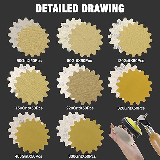 MAXMAN 50 PCS Hook and Loop Sanding Discs, 3-Inch Flex Edge Wavy Sander Pads Alumina Orbital Sandpaper 220 Grit - Perfect for Sanders Hand Drill, Bowl Sanders & Woodworking Wood Auto, No Hole