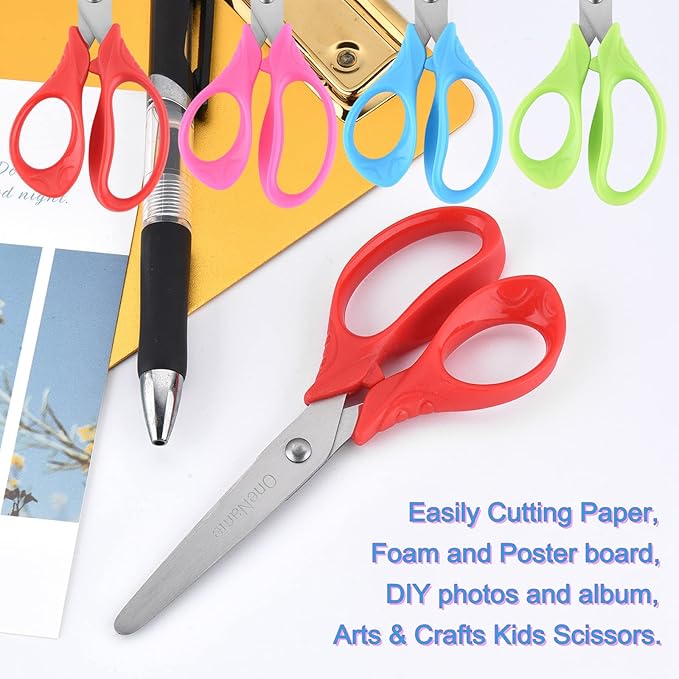 Kids Scissors,Children Scissors,Small Safety Scissor for kids,Comfort-Grip Handles Sharp Blunt Student Scissor For Supplies Home School Craft 5 inch 8 Pack