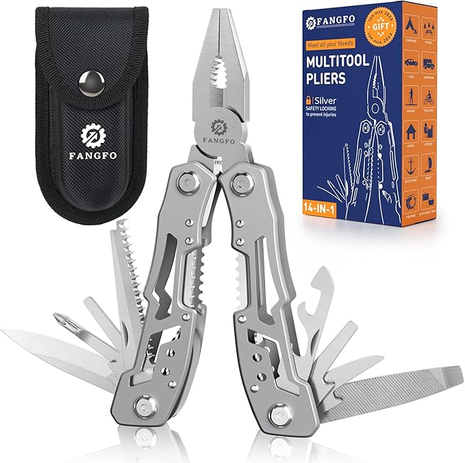 14-In-1 Multitool Pliers竊똏remium Portable Multi Tool 竊똷ith Safety Locking Professional Stainless Steel Multitool Pliers Pocket Knife,Apply to Survival, Camping, Gifts for Dad Husband Boyfriend