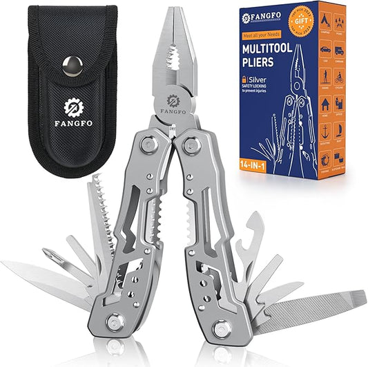 14-In-1 Multitool Pliers竊똏remium Portable Multi Tool 竊똷ith Safety Locking Professional Stainless Steel Multitool Pliers Pocket Knife,Apply to Survival, Camping, Gifts for Dad Husband Boyfriend