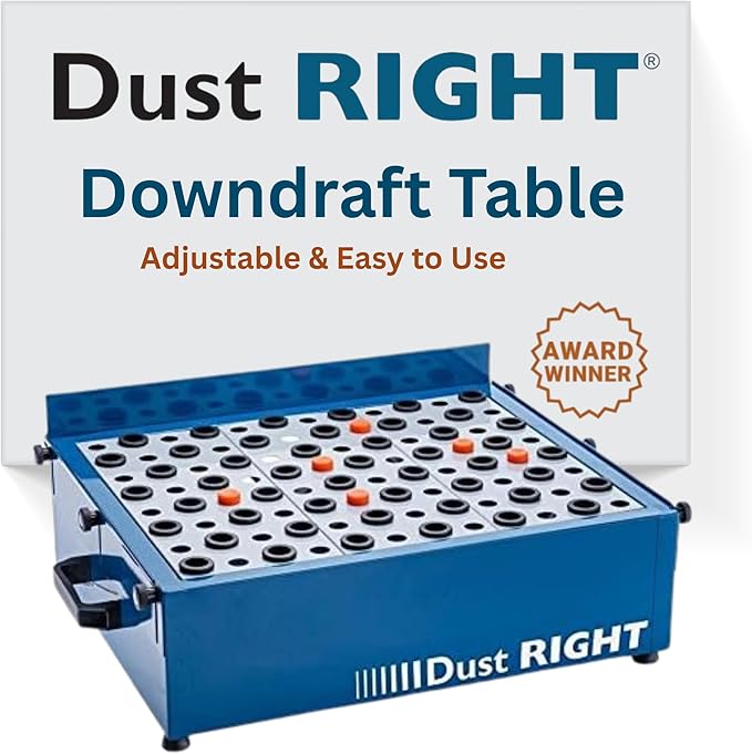 Rockler Downdraft Table - Orange Material Stops Woodworking Table - Metal Dust Collector w/Durable Powder-Coat Finish - Adjustable Rubber Feet Provides Firm Footing