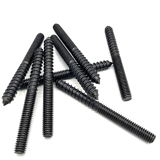 8 Pack 3/8-16 x 4 Inch Black Hanger Bolts 3/8-16" Double Headed Bolts 3/8 Wood Dowel Screw Self-Tapping Screw Hanger Bolts for Furniture Screws Double Screw Threaded Rods Bolt 100mm Length