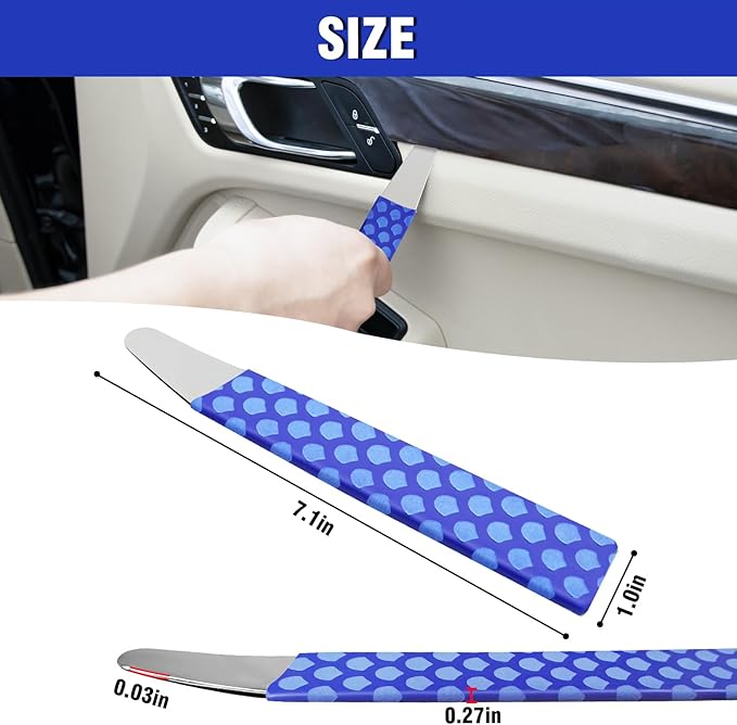 4140 Steel Pry Tool, Auto Trim Removal Tool Pry Bar for Vehicle Door Panel, Audio Radio Panel, Dashboard Repair Upholstery Tool, Pack of 1 Blue