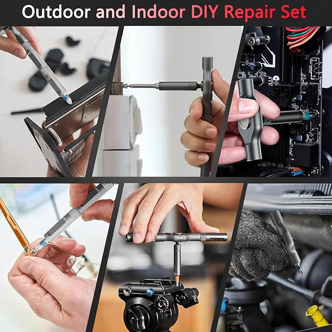 24 in 1 Magnetic Screwdriver Set,DIY Ratchet Screwdriver with Detachable Handle,Multi Bit Screw Driver Set Multifunctional Toolbox,Portable Precision Repair Tool Kit for Furniture Computer Bicycle