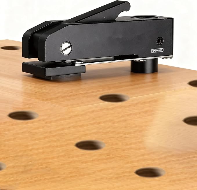 MFT-Style Hold-Down Clamps, Lengthened Bench Dogs for 20mm Dog Holes, Aluminum Alloy Quick Clamps for Woodworking Benchtops