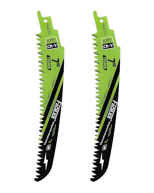 Japanese Teeth Reciprocating Saw Blade 7Inch - Saber Saw Blades Wood Pruning, 2pcs Curved Edge 6TPI for Tree Trimming, Wood/PVC Pipe Cutting, Cr-V Sabre Blades Better Wear Resistance