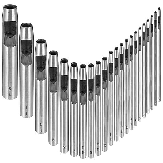 Leather Hole Punch Tool, 22pcs Circle Hole Punch Set - 0.5-12mm for Watch Bands, Belts, Canvas, Paper, Plastic, Leather Working