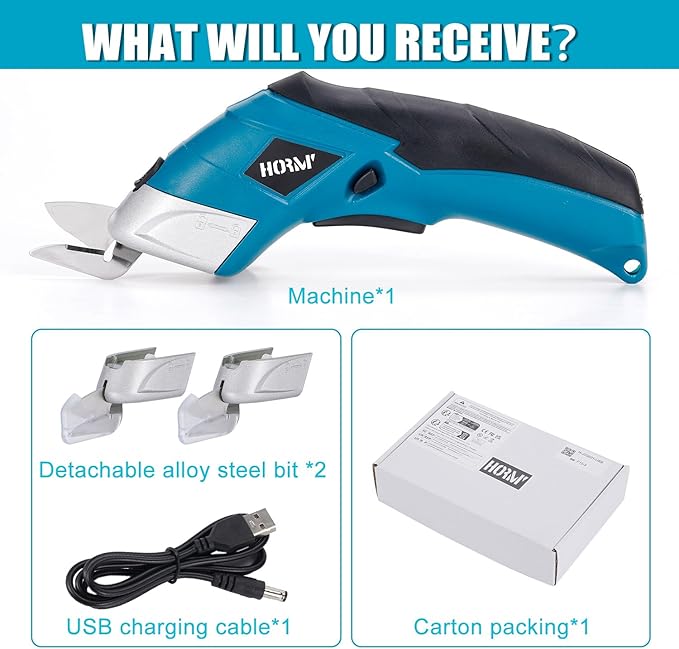 Cordless Electric Scissors,3.7V Fabric Cutter,Equipped with 2 Blades and 1 Charging line,Electric Cardboard Cutter for Fabrics,Cardboard,Carpets