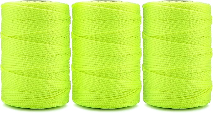 HONGDA Mason Line Set, 500 Feet #18 Braided Nylon Mason line String Perfect for Masonry Jobs and for The Layout of General Construction, Gardening, DIY Project, Fluorescent Yellow