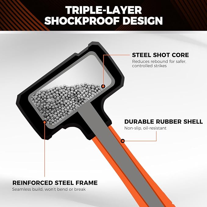 HORUSDY 4-Piece Dead Blow Hammer Set (0.5lb, 1lb, 2lb, 3lb) – One-Piece Molded Body, Steel Shot Filled, No Rebound, Non-Spark, Non-Slip Grip, for Auto, Carpentry & Tile Work