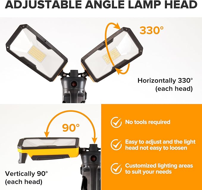 LUTEC ?륶pgraded??6290Max 11000 Lumen 92W Dimmable LED Work Light with Telescoping Tripod, Adjustable Color Temperature Dual-Head Work Light with Stand and 8 Ft 3-Prong Power Cord