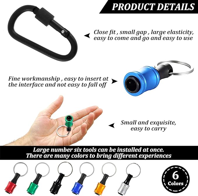 18PCS Bit Holder Tools Keychain 1/4 inch Hex Shank Screwdriver Bits Holder Portable Extension Bar Drill Screw Adapter Change for Screwdriver Drill Bits Flexible Drill Bit Extension Set Nut Driver