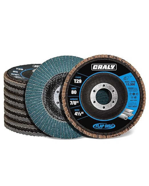 CRALY 4-1/2 Inch Flap Disc, 7/8 in Arbor, 80 Grit, Type 29 Premium Zirconia Sanding Disc for Angle Grinder, Hi-Performance Abrasive Grinding Wheel for Stainless Steel, Metal Sanding & Finishing, 10PC