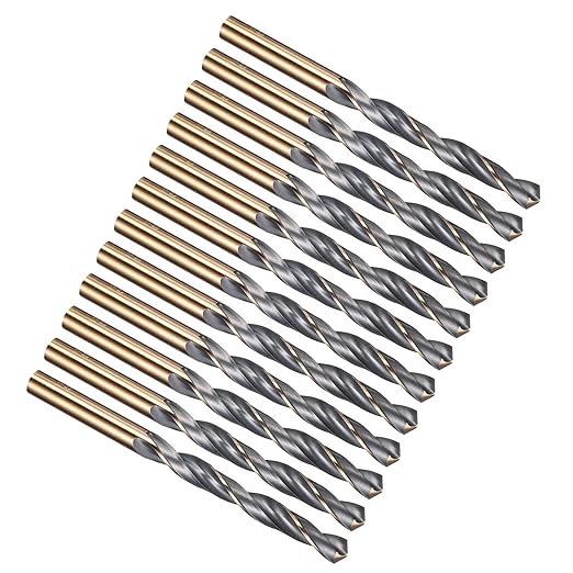 PATIKIL 8mm Drill Bit, Jobber Straight Shank 4341 High-Speed Steel 118째 Black and Gold Finish for Medium-Hard Metal Steel Acrylic - 12 Pack