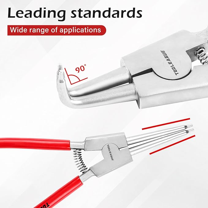 TOOLEAGUE 4 Pcs Mini Snap Ring Pliers Set, Circlip Pliers, 5 inches Internal/External Heavy Duty for Ring Remover Retaining Straight Bent Lock Ring Pliers Set