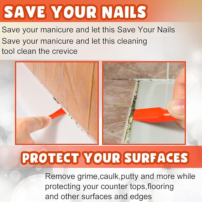 Tallew 9 Pcs Plastic Scraper Tool Sticker Plastic Razor Blade Scraper Plastic Pick Plastic Non Scratch Tool Putty Knife for Window Floor Label Removal Paint Cleaning(Orange)