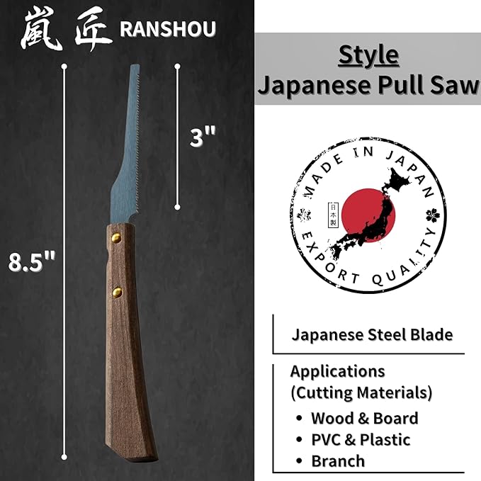 Mini Hobby Saw 3" for Crafts - Precision Japanese Pull Saw for Wood, Plastic, PVC - Razor Sharp Japanese Steel Blade & Wood Handle - Made in Japan