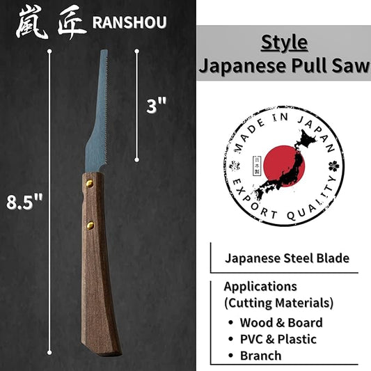 Mini Hobby Saw 3" for Crafts - Precision Japanese Pull Saw for Wood, Plastic, PVC - Razor Sharp Japanese Steel Blade & Wood Handle - Made in Japan