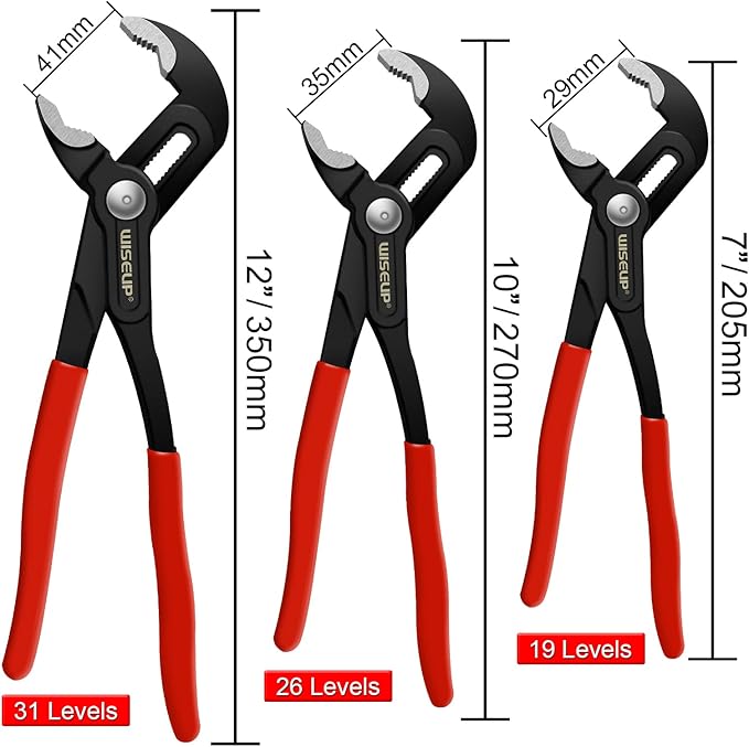WISEUP 12-inch Groove Joint Pliers, Fast Adjust Tongue and Groove Pliers, V-Jaw Water Pump Pliers with Comfort Grip for Home Channel Locks Large