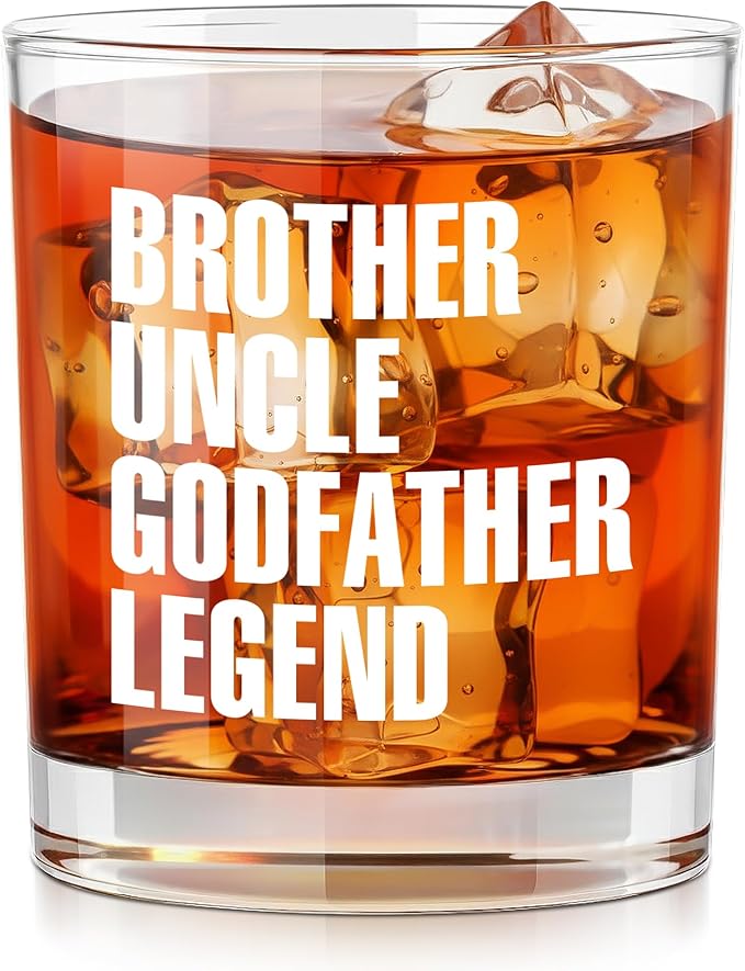 Christmas Godfather Proposal Gifts for Uncle - 11 oz Engraved Crystal Whiskey Glasses - Uncle Birthday Gifts for Baby Announcement, Godfather Gift for Brother, Mens Birthday Gift Ideas