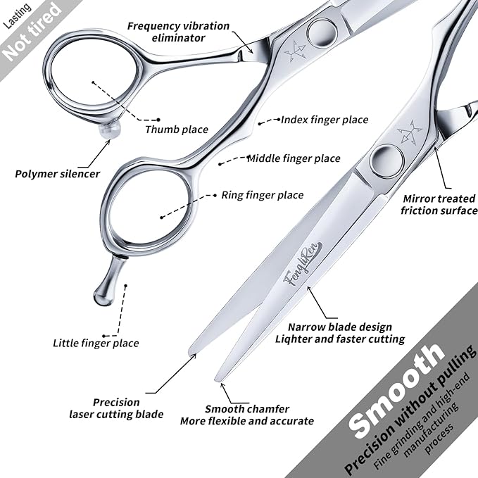 High-end Professional Extremely Very Sharp Barber Hair Cutting Scissors Hairdresser Shears For Hair 5.5 Inch Haircut Scissor Made Of Stainless Steel For Hairdressing Salon and Home Use