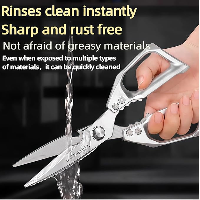 Heavy duty Kitchen Scissors Set (2-piece set) - Sharp stainless steel poultry scissors, seafood and meat scissors, dual-purpose cooking scissors for food preparation