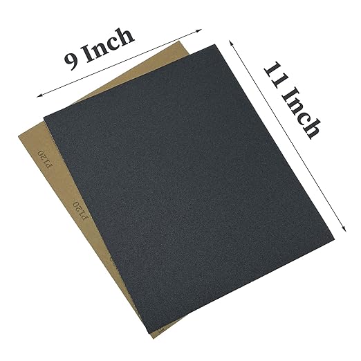 120 Grit Wet Dry Sandpaper, 9 x 11 Inch Sanding Sheets, 10PCS Premium Silicon Carbide Sand Paper for Wood Metal Ceramic or Auto Polishing and Scratches Removing