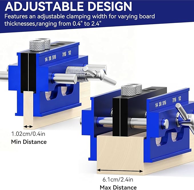 Self Centering Doweling Jig Kit, Drill Jig For Straight Holes Biscuit Joiner Set With 6 Drill Guide Bushings, Adjustable Width Drilling Guide Power Tool Accessory Jigs (L)