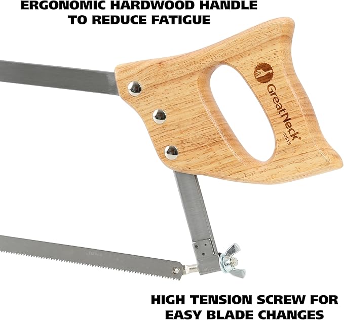 GreatNeck BUS18 Bone Saw 18 Inch, Game and Meat Saw, Solid Steel Frame, High Carbon Blade, Hardwood Handle, Meat Processing Equipment
