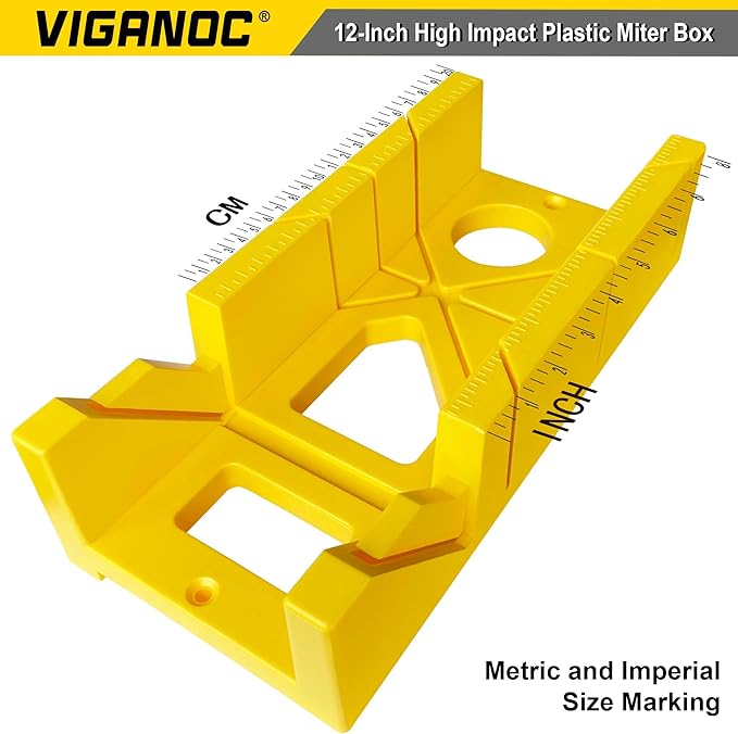 12-Inch High Impact Plastic Miter Box, 3 Way Action Hacksaw Miter Box for Woodworking, DIY, Home Decoration