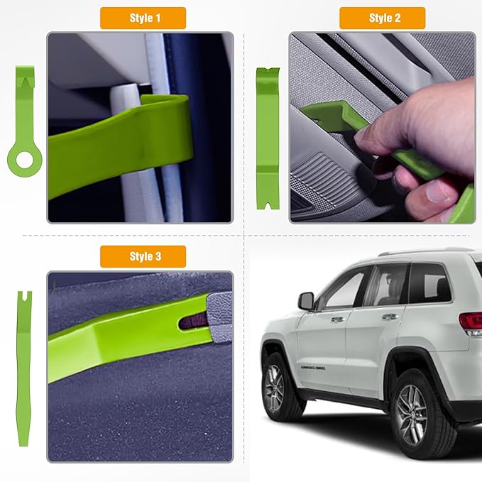 GOOACC 5PCS Auto Trim Removal Tool Kit No-Scratch Tool Kit for Car Audio Dash Window Molding Fastener Remover Tool Kit-Green