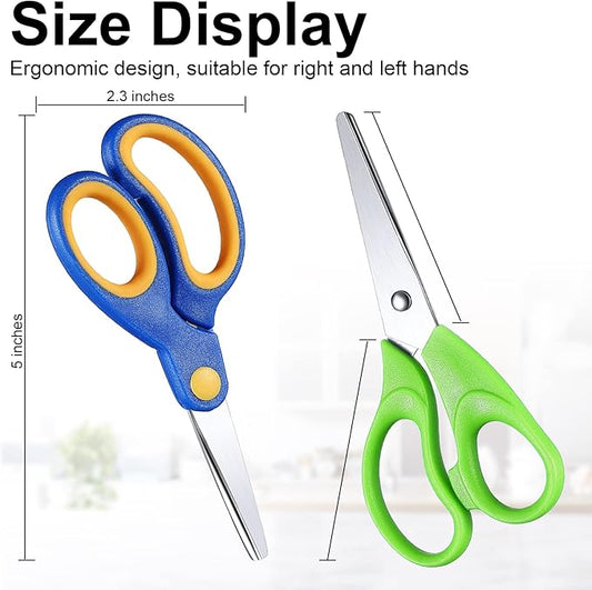 Reginary 78 Pcs Kids Scissors Bulk 5 Inch Student Children Blunt Tip Safety Scissors Multipurpose Rounded Tip for Office Home School Craft Supplies, Multicolor