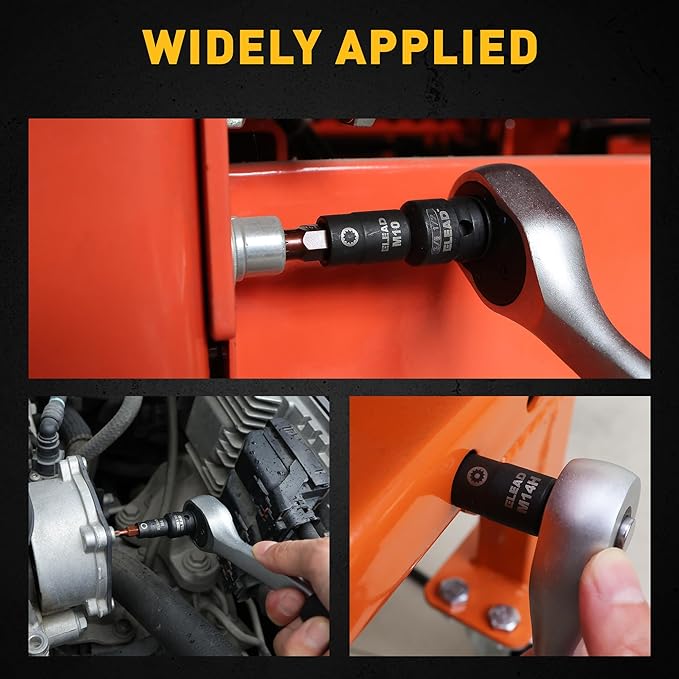 13-Piece XZN Triple Square Spline Bit Impact Socket Set - Premium S2 Steel European Style M4 - M18 with Socket Adapters, 1/4?? 3/8??and 1/2??Drive | Professional Mechanic Garage Tools