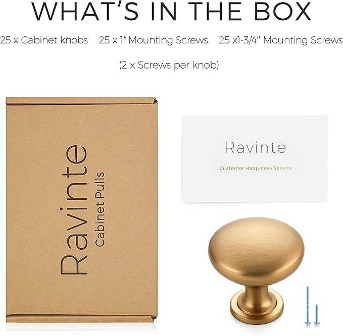 Ravinte 25 Pack Kitchen Cabinet Knobs Dresser Knobs Drawer Champagne Bronze Drawer Pulls Door Handles for Cupboard and Dresser