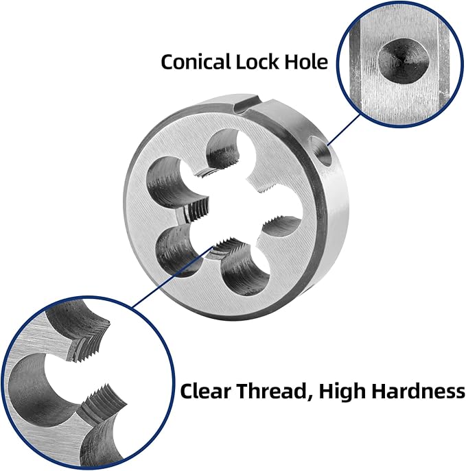 Burkit 1/2"-13 UNC Tap and Die Set, 1/2 x 13 UNC Machine Thread Tap and Round Die Right Hand