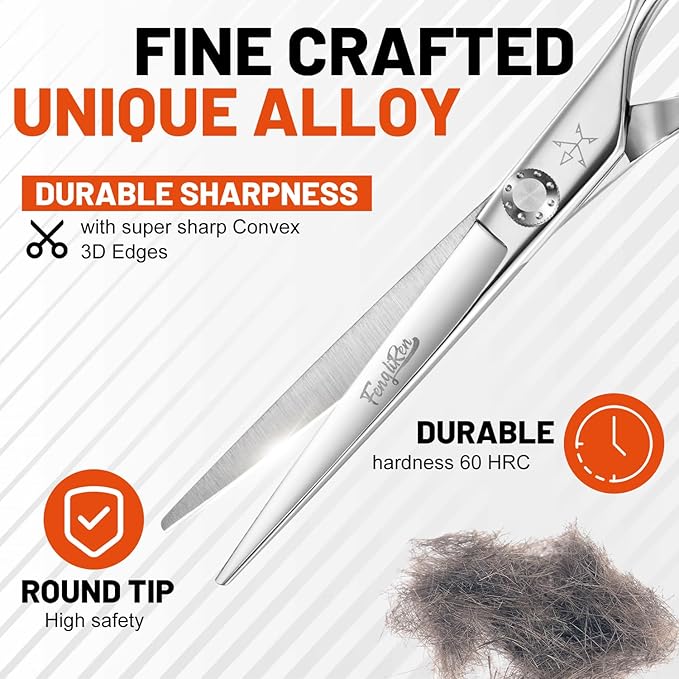 High-end Professional Extremely Very Sharp Barber Hair Cutting Scissors Hairdresser Shears For Hair 6.25 Inch Haircut Scissor Made Of Stainless Steel Alloy For Hairdressing Salon and Home Use