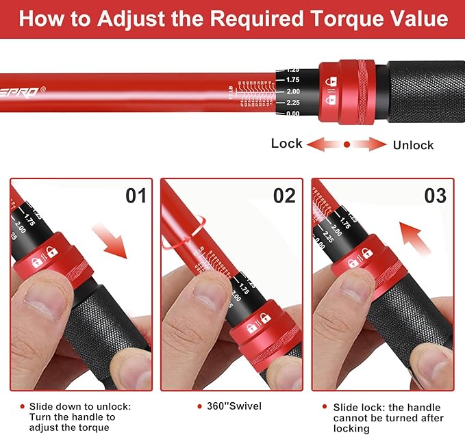 ATsafepro 3/8-Inch Drive Click Torque Wrench,Dual-Direction Adjustable,72-Tooth Dual Range Scales-5-50Ft-Lb/6.8-68Nm,Quick Release Ratchets