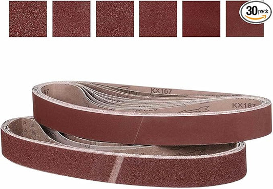 1-1/2 x 30 Inch Sanding Belt, 30 Pcs 60/120/180/240/320/600 Grit Knife Sharpener Belts Work Sharpening for Belt Sander Knife Carving Tool Metal Working
