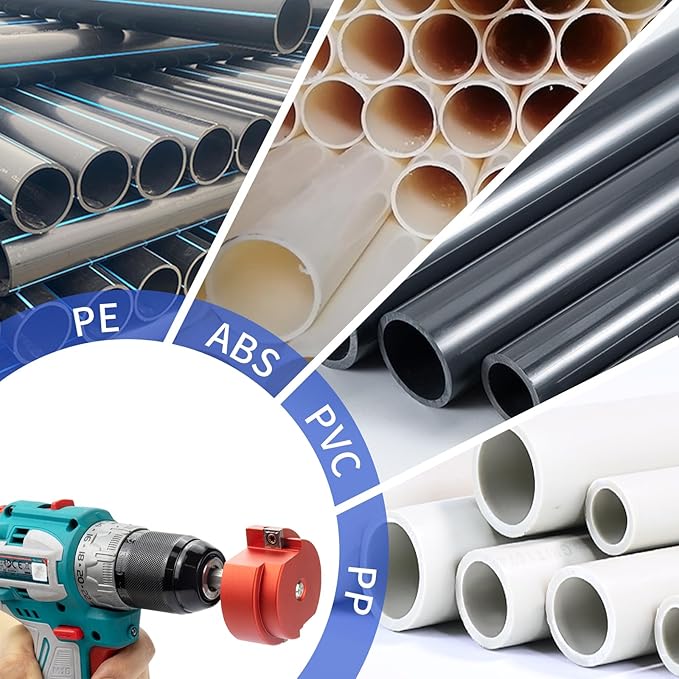 2 Wings PVC Pipe Reamer, Plastic PVC Pipe Fitting Saver Kit Fit into Standard 1/2" Drills 2inch Head Socket Saver Tool