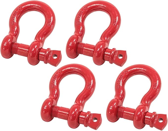 Mytee Products 1-1/8" Anchor Shackle Forged Carbon Steel w/Alloy Screw Pin WLL # 9.50 Tons 19,000 lbs Double Rust Protection Heavy Duty D Ring Shackle for Towing, Rigging & Vehicle Recovery (4 Pack)