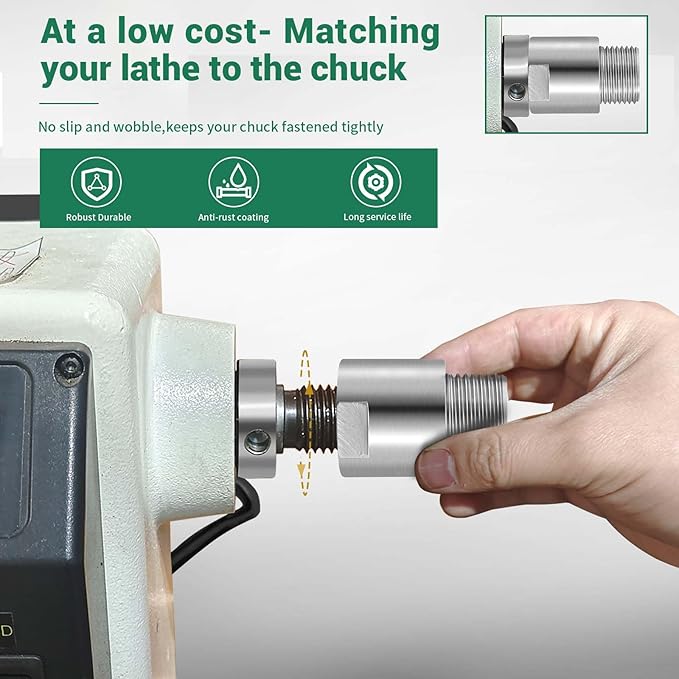 Lathe Headstock Spindle Adapter,Converts 1-1/4" x 8TPI to 1-1/2" x 8TPI for Woodworking Lathe