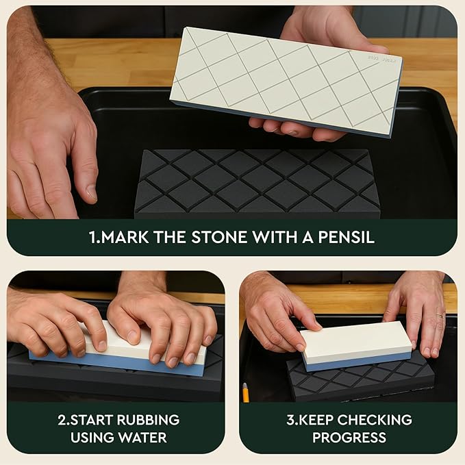 Sharp Pebble Large Flattening Stone- Dual Grit Coarse/Fine Sharpening Stones Flattener- Diamond Grooves Whetstone Fixer-Re Level Any Whetstones & Waterstones