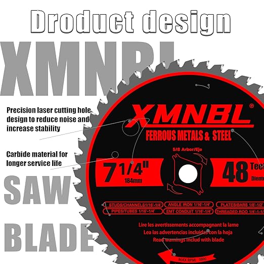 7-1/4 Inch Metal Cutting Saw Blade,Replace for Diablo D0748CF 7 1/4 Inch Metal and Stainless Steel Cutting Saw Blade,Compatible with 7-1/4 Inch Circular Saw,Cermet Carbide,5/8" Arbor,5X Longer Life