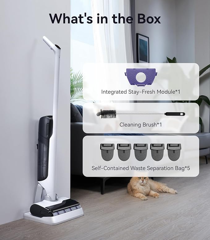NARWAL S30 Wet Dry Vacuum Cleaner with 20000Pa Suction, 176째F Self-Cleaning, Heated Drying, Disposable Waste Bag, Tangle-Free, Cordless Vacuum Mop for Hard Floors & Edge Cleaning, Easy to Use
