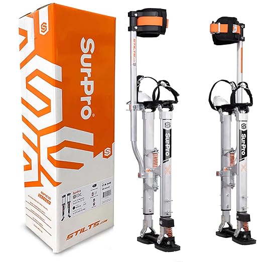 SurPro Single-Sided Drywall Stilts, Aluminum Base, 21??- 31??Height, QuadLock Contractor-Grade Stilts with Patented Flexion Foot System (S1X-A-2131) for Drywallers, Painters, Stilts Drywall
