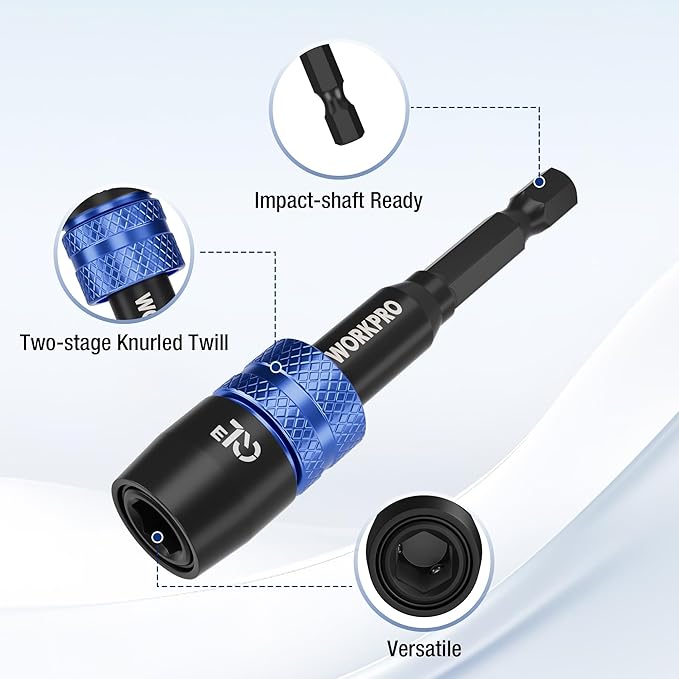 WORKPRO Drill Screwdriver Bit Holder for Impact Driver Bits, 3" Drill Bit Extension, 1/4 Inch Hex Shank Quick Release Extension Adapter, Ideal for Nuts, Drills and Socket Driver Adapters